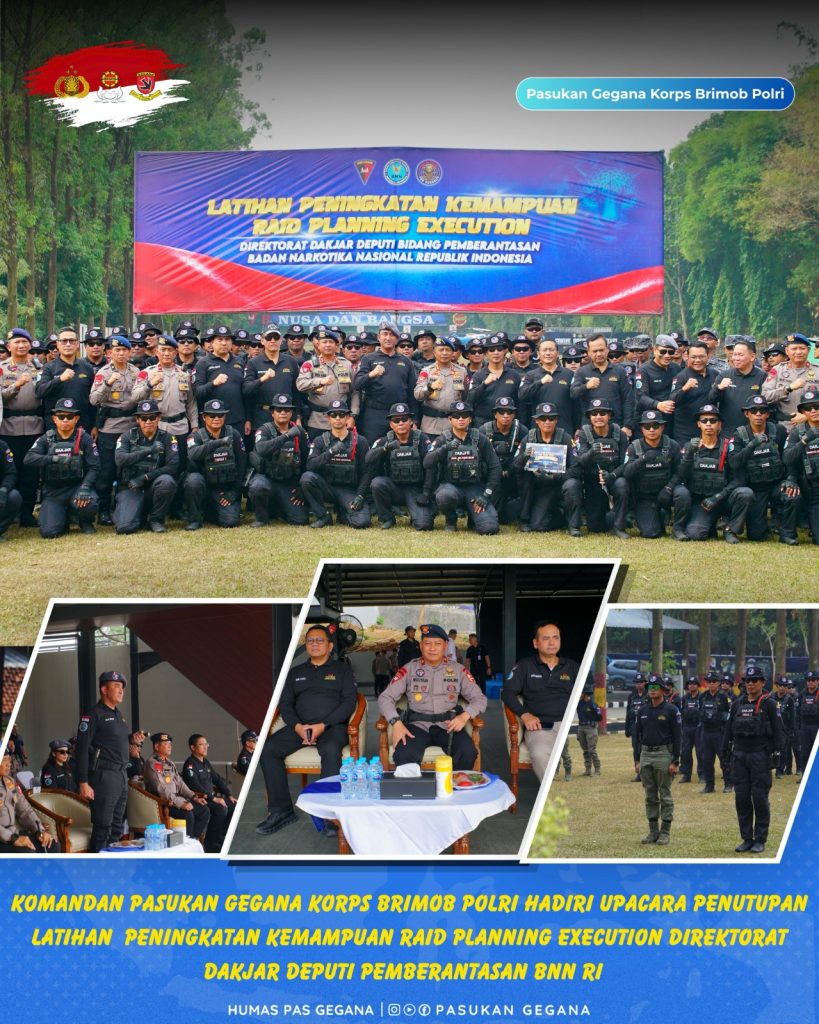 Komandan Pasukan Gegana Hadiri Penutupan Latihan Peningkatan Kemampuan Raid Planning Execution Direktorat Dakjar Deputi Pemberantasan BNN RI