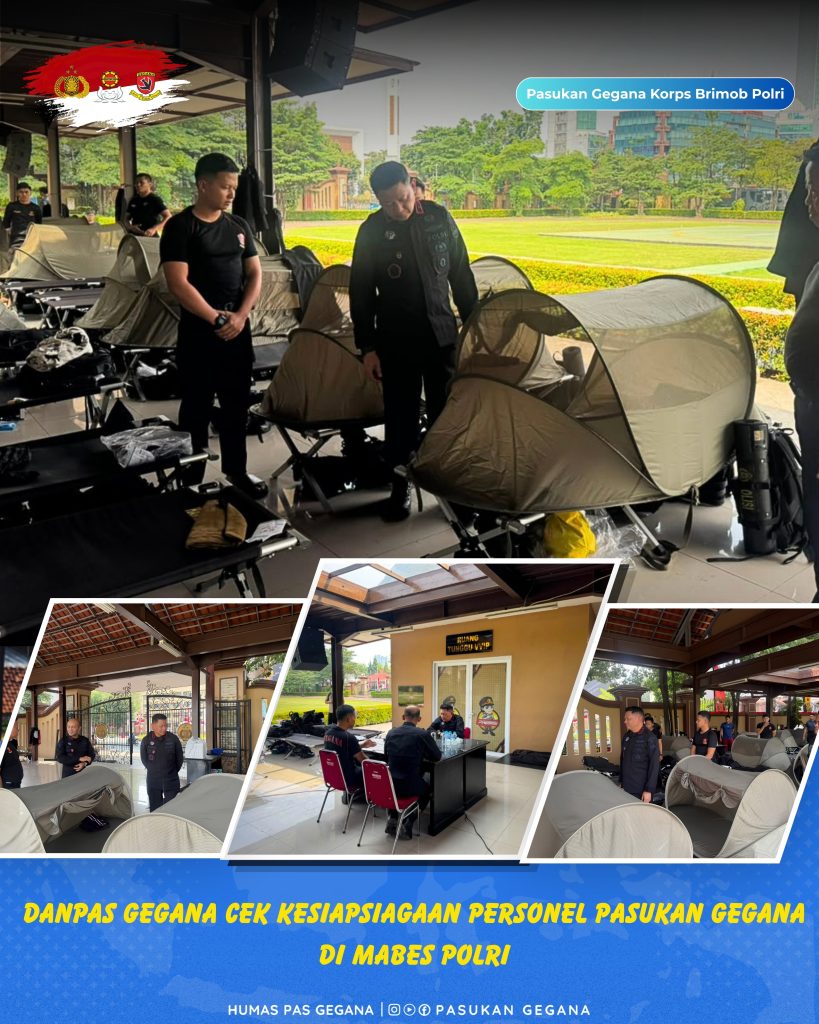 DANPAS GEGANA CEK KESIAPSIAGAAN PERSONEL PASUKAN GEGANA DI MABES POLRI
