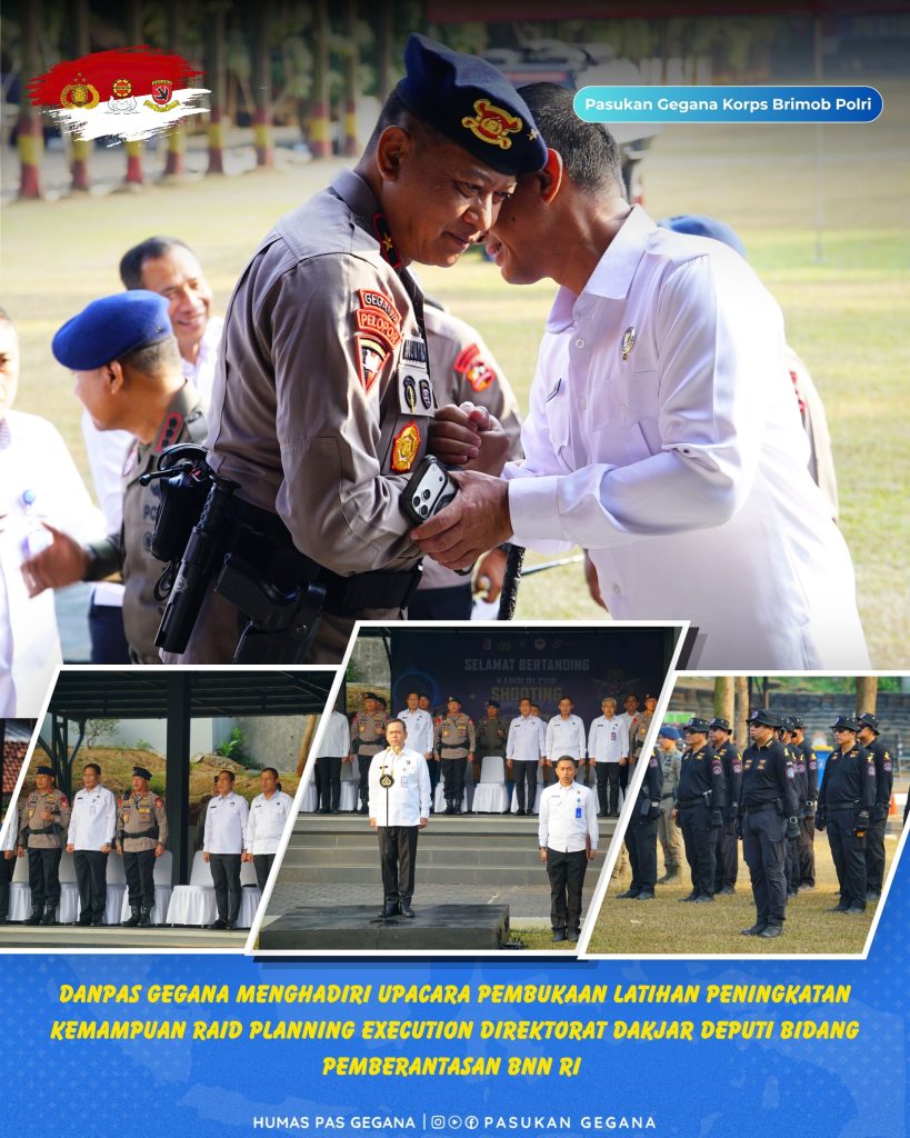 Komandan Pasukan Gegana Korps Brimob Polri Brigjen Pol. Mulyadi, S.I.K., M.H. menghadiri Upacara Pembukaan Latihan Peningkatan Kemampuan Raid Planning Execution Direktorat Dakjar Deputi Bidang Pemberantasan BNN RI